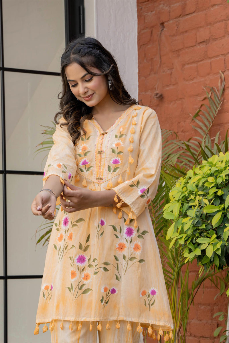 Woman Pakisthani Tie Dye with Hand Painted Cord Set