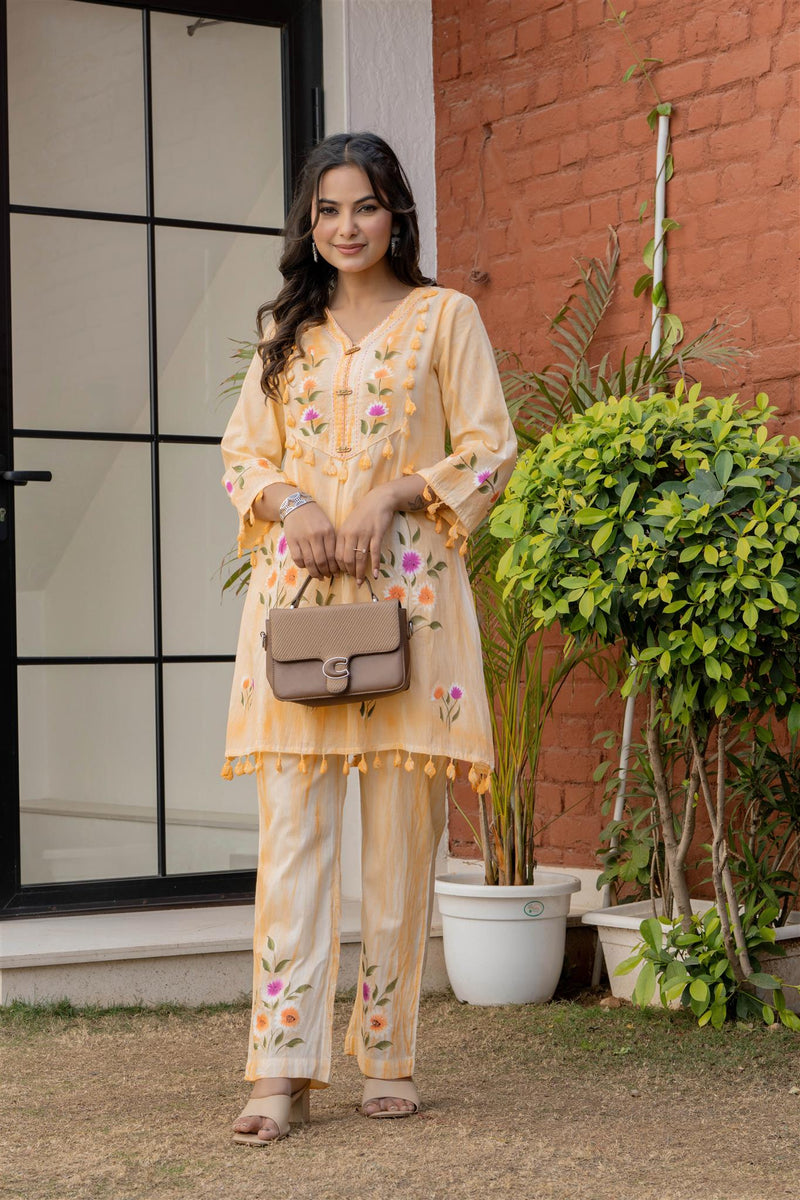 Woman Pakisthani Tie Dye with Hand Painted Cord Set