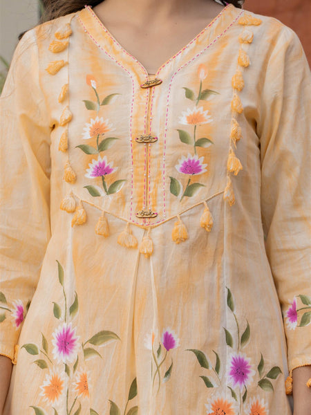 Woman Pakisthani Tie Dye with Hand Painted Cord Set