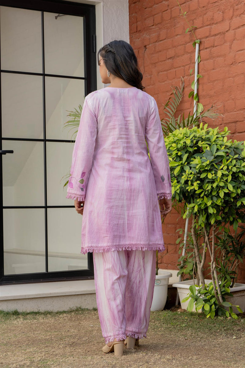 Woman Pakisthani Tie Dye with Hand Painted Cord Set