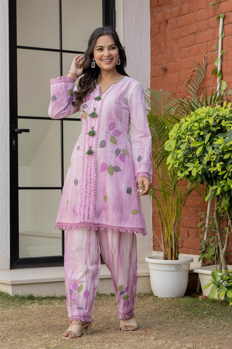 Woman Pakisthani Tie Dye with Hand Painted Cord Set