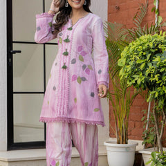 Woman Pakisthani Tie Dye with Hand Painted Cord Set