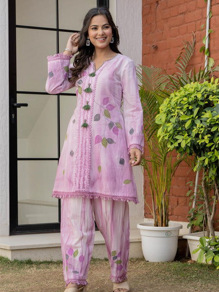 Woman Pakisthani Tie Dye with Hand Painted Cord Set