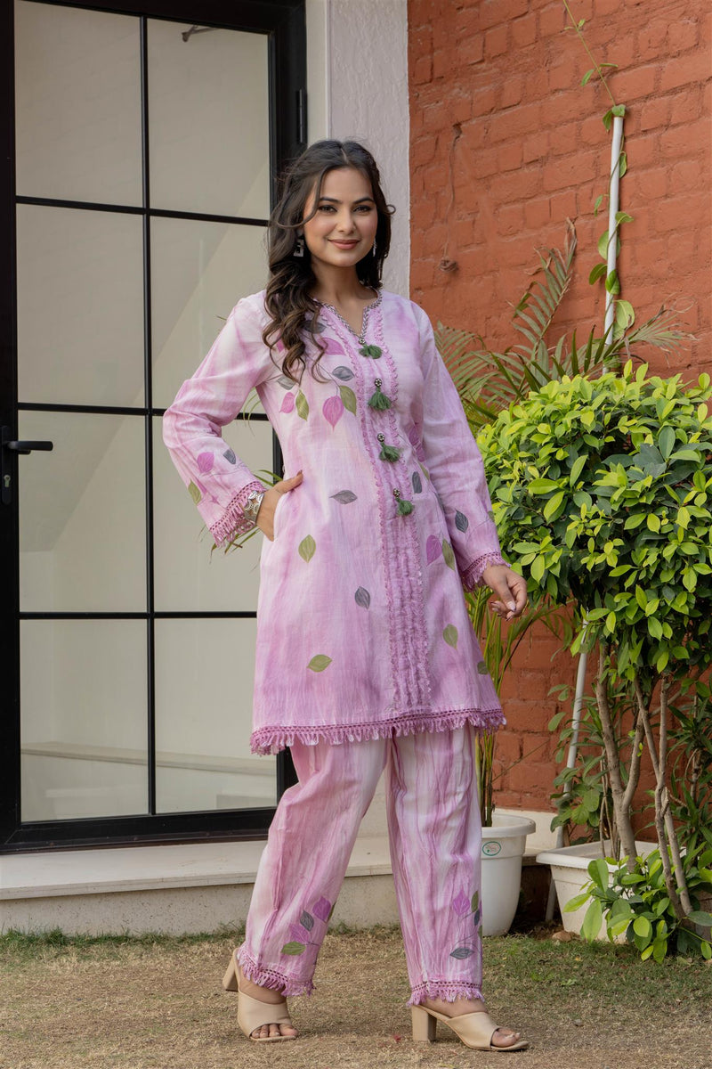 Woman Pakisthani Tie Dye with Hand Painted Cord Set