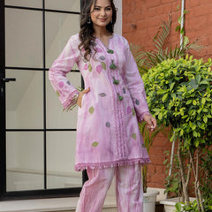 Woman Pakisthani Tie Dye with Hand Painted Cord Set