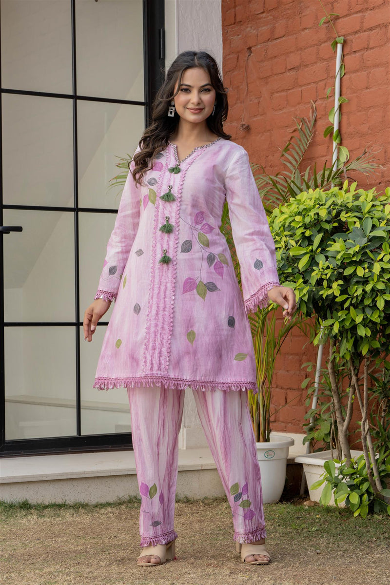 Woman Pakisthani Tie Dye with Hand Painted Cord Set