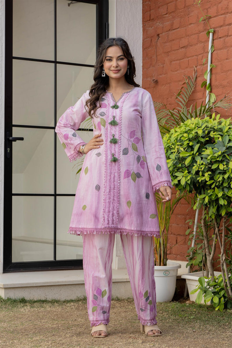 Woman Pakisthani Tie Dye with Hand Painted Cord Set