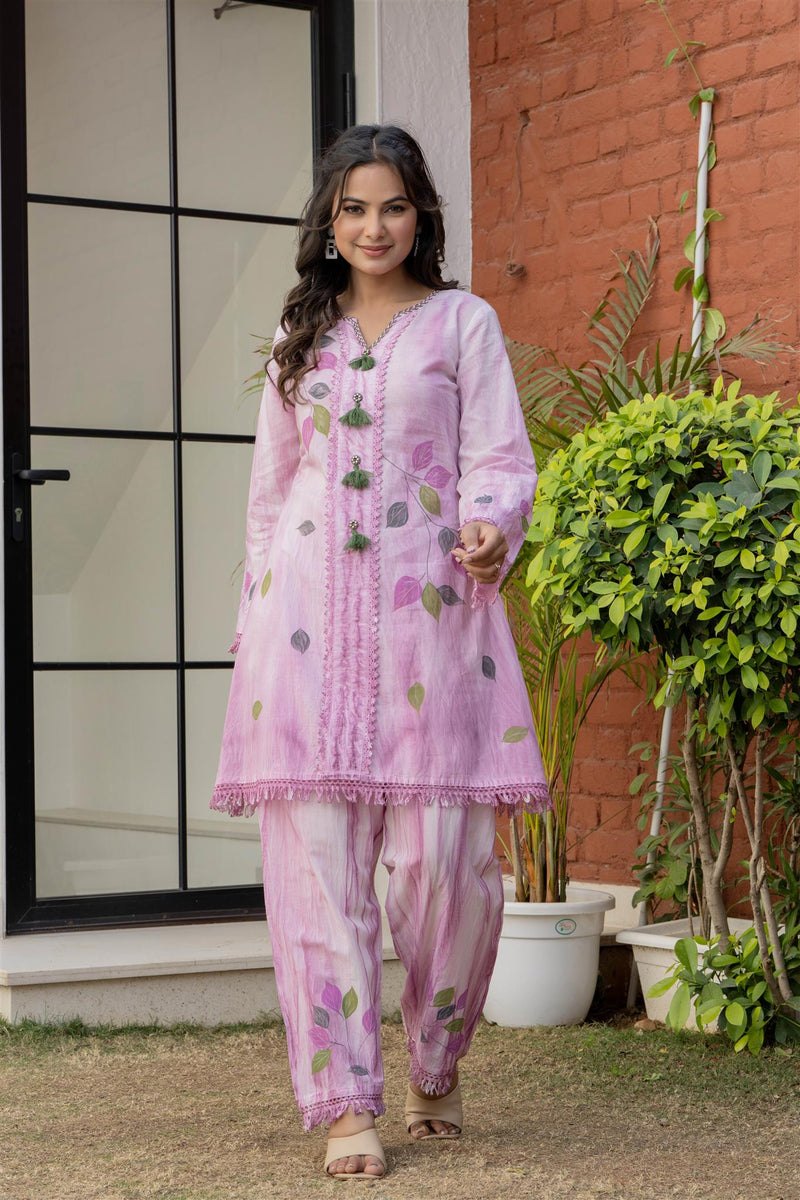 Woman Pakisthani Tie Dye with Hand Painted Cord Set