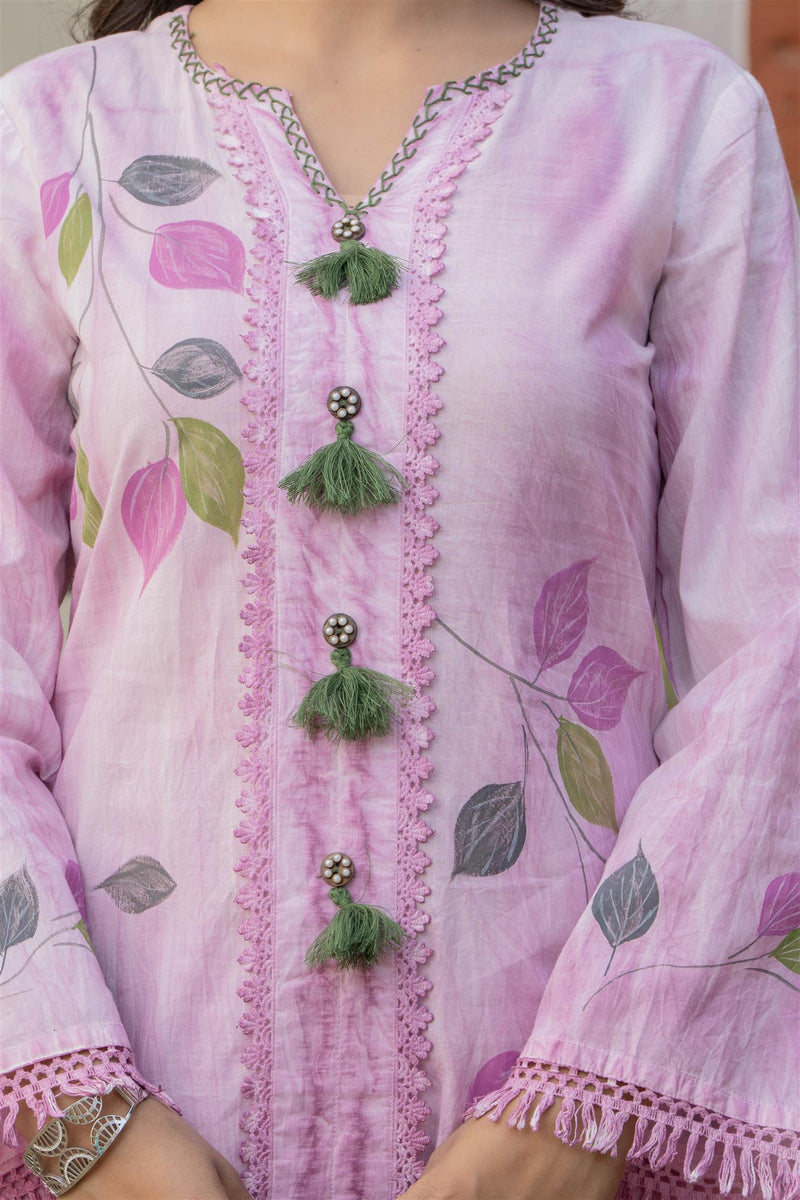 Woman Pakisthani Tie Dye with Hand Painted Cord Set