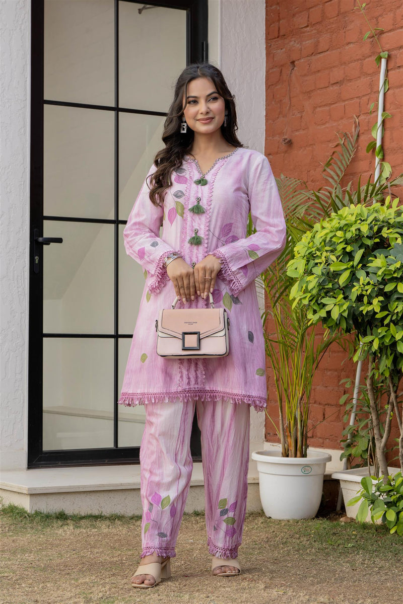 Woman Pakisthani Tie Dye with Hand Painted Cord Set