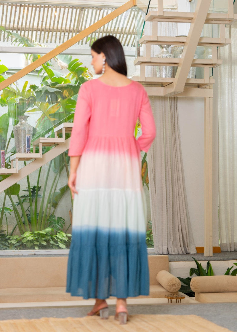 Mulcotton Tiered Ombre Maxi Dress