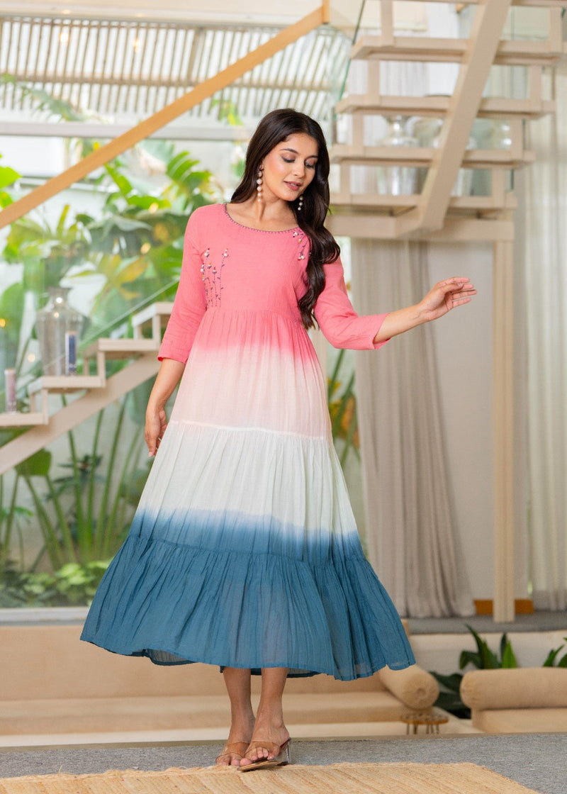 Mulcotton Tiered Ombre Maxi Dress