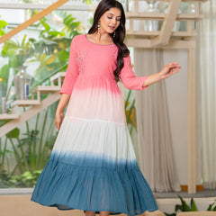 Mulcotton Tiered Ombre Maxi Dress
