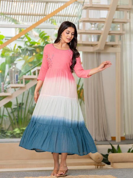 Mulcotton Tiered Ombre Maxi Dress
