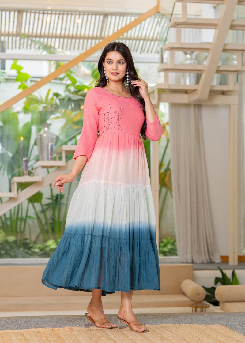 Mulcotton Tiered Ombre Maxi Dress