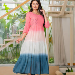 Mulcotton Tiered Ombre Maxi Dress