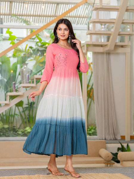 Mulcotton Tiered Ombre Maxi Dress