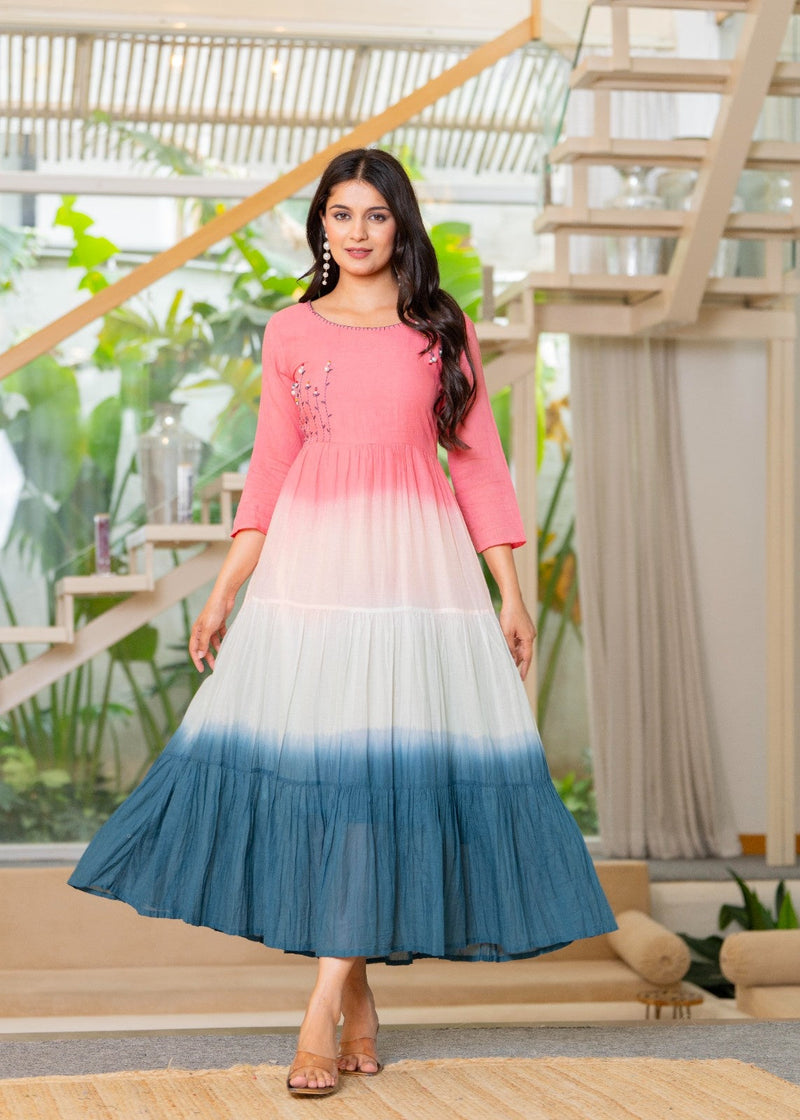 Mulcotton Tiered Ombre Maxi Dress