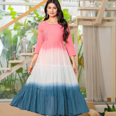Mulcotton Tiered Ombre Maxi Dress