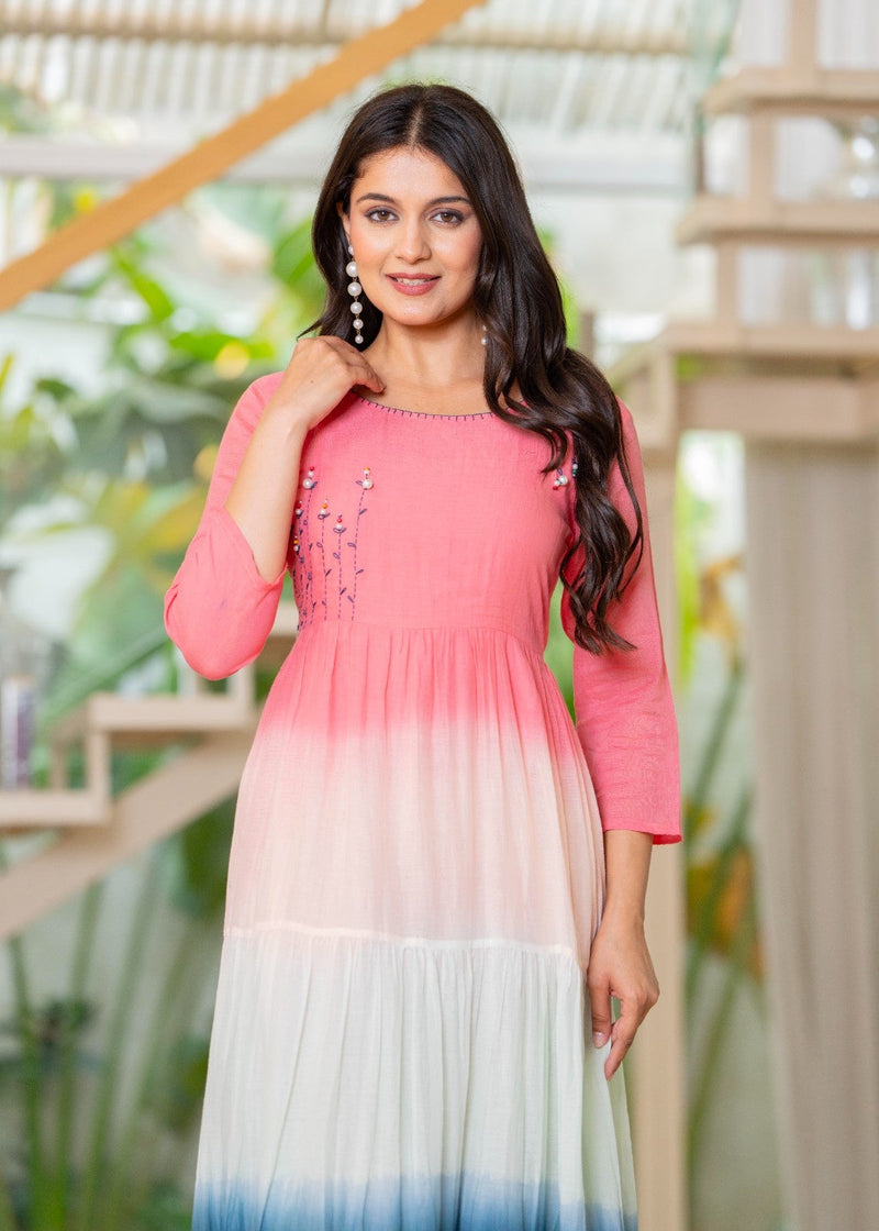 Mulcotton Tiered Ombre Maxi Dress