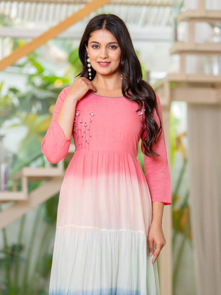 Mulcotton Tiered Ombre Maxi Dress