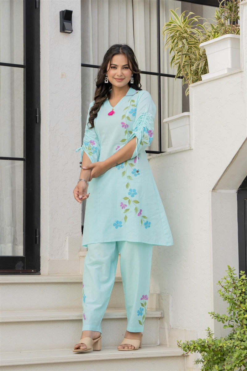Woman Pakisthani Tie Dye with Hand Painted Cord Set
