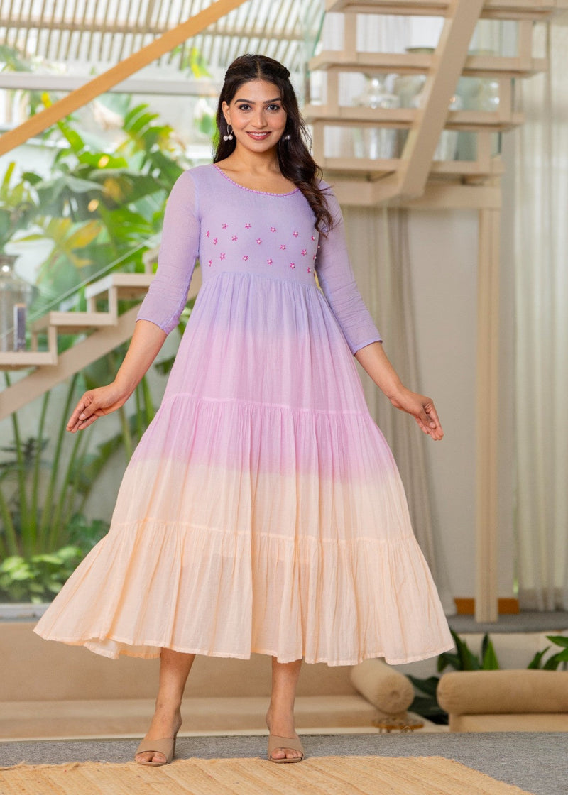 Mulcotton Tiered Ombre Maxi Dress