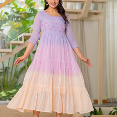 Mulcotton Tiered Ombre Maxi Dress