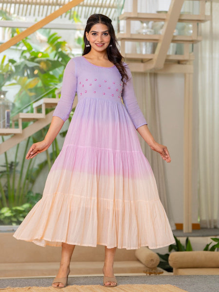 Mulcotton Tiered Ombre Maxi Dress