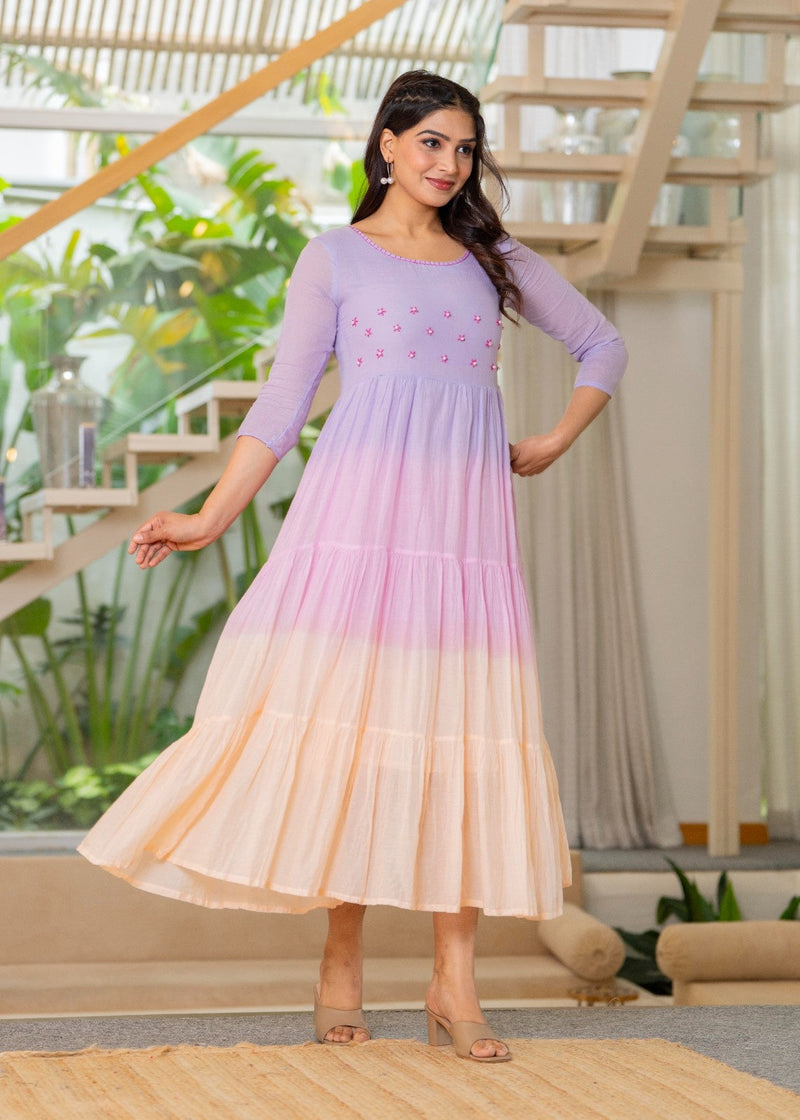 Mulcotton Tiered Ombre Maxi Dress