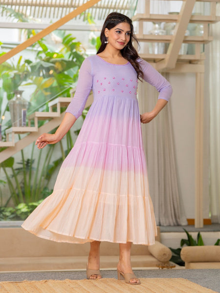 Mulcotton Tiered Ombre Maxi Dress