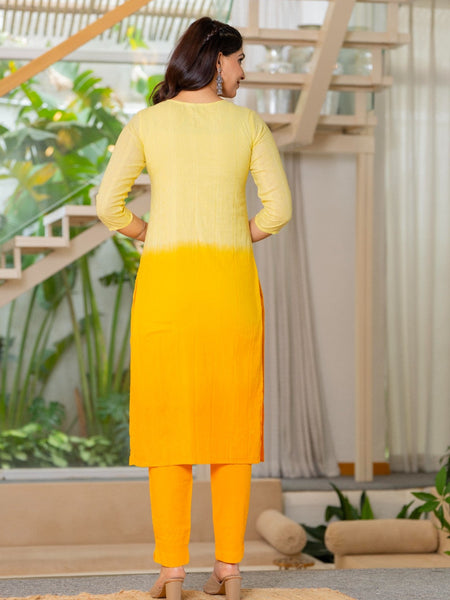 Cotton Dobby Ombre Effect Kurta Pants and Dupatta