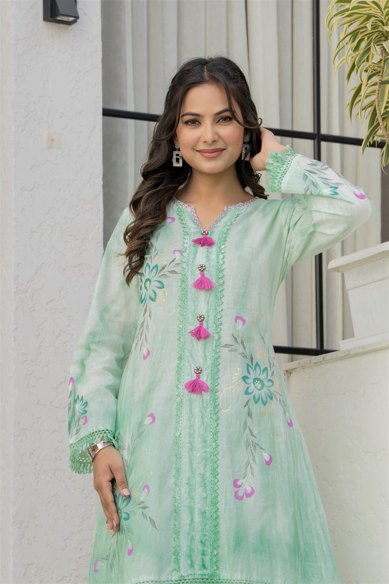 Woman A-Line Spary with Hand Painted Cord Set