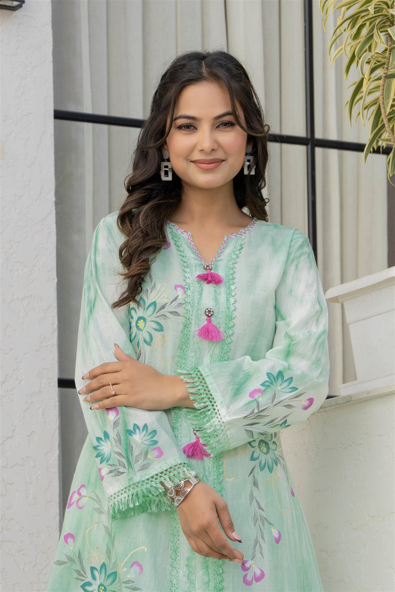 Woman A-Line Spary with Hand Painted Cord Set