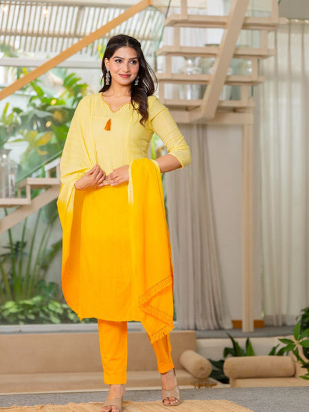 Cotton Dobby Ombre Effect Kurta Pants and Dupatta