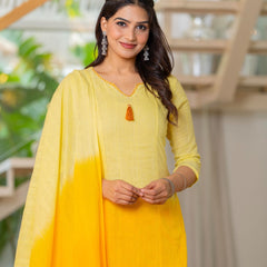 Cotton Dobby Ombre Effect Kurta Pants and Dupatta