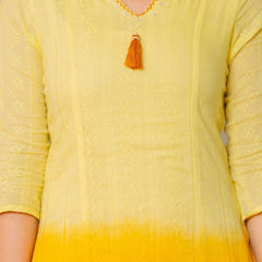 Cotton Dobby Ombre Effect Kurta Pants and Dupatta