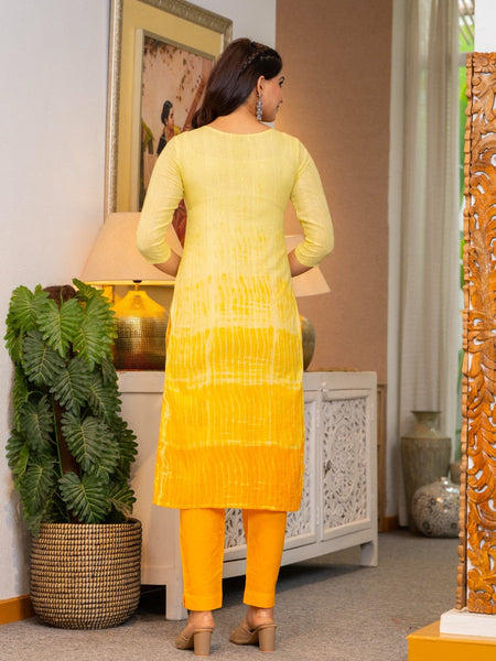 Cotton Dobby Ombre Effect Kurta Pants and Dupatta
