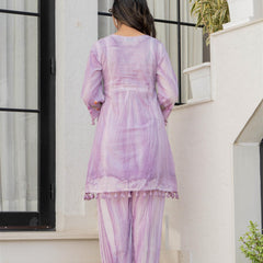 Woman Cotton V-Neck Embroidery Cord Set