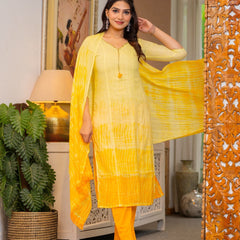 Cotton Dobby Ombre Effect Kurta Pants and Dupatta