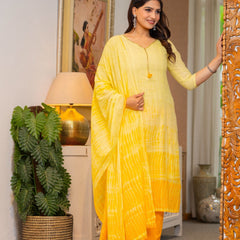 Cotton Dobby Ombre Effect Kurta Pants and Dupatta