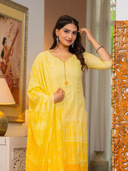 Cotton Dobby Ombre Effect Kurta Pants and Dupatta