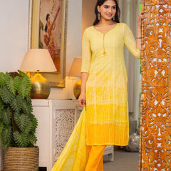 Cotton Dobby Ombre Effect Kurta Pants and Dupatta