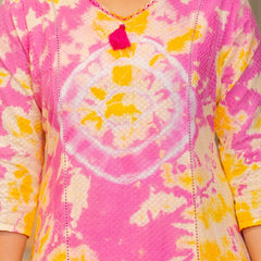 Cotton Dobby Tie and Dye Effect Kurta Pants and Dupatta
