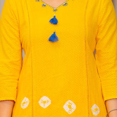 Cotton Dobby Tie and Dye Effect Kurta Pants and Dupatta