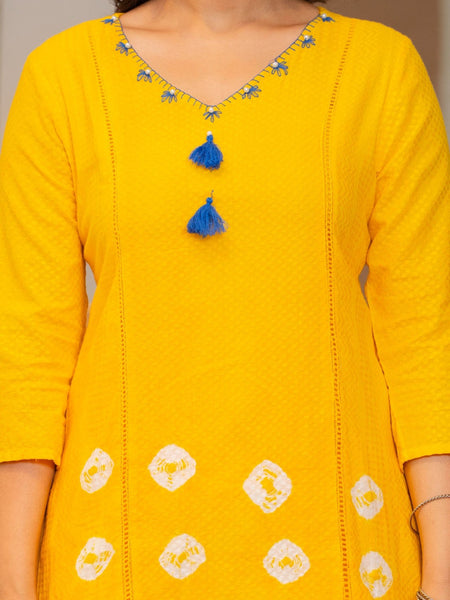 Cotton Dobby Tie and Dye Effect Kurta Pants and Dupatta