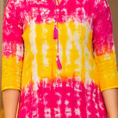 Cotton Dobby Tie and Dye Effect Kurta Pants and Dupatta