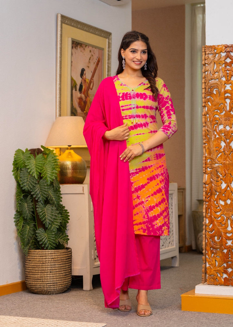 Pure Cotton Shibori Effect Kurta Pant  and  Dupatta