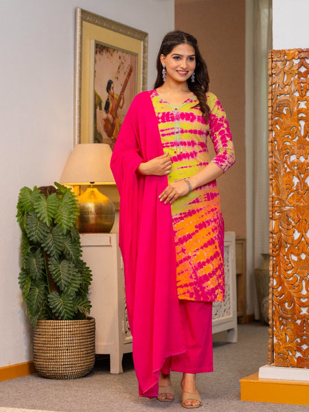 Pure Cotton Shibori Effect Kurta Pant  and  Dupatta