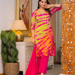 Pure Cotton Shibori Effect Kurta Pant  and  Dupatta